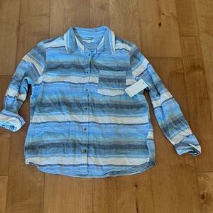 Old Navy Blue and White Striped Button-Down Shirt